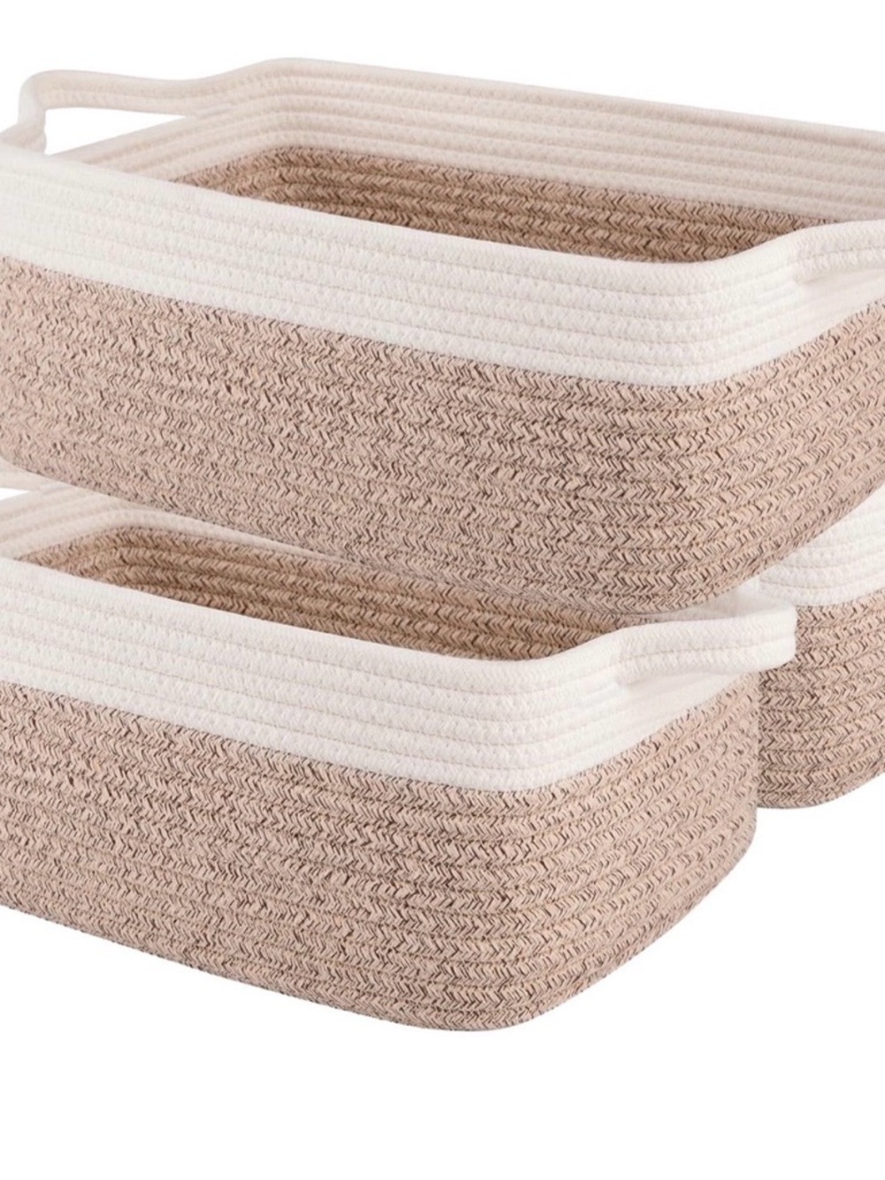 Cotton Rope Storage Basket in Cream and Tan - Picture 3 of 6